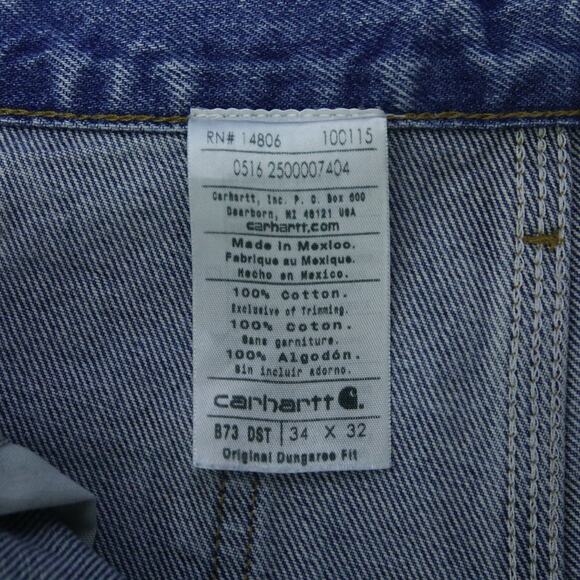 Vintage Carhartt B73 DST Faded Blue Jeans Denim Double Knee Carpenter Pant 33x31 - Picture 16 of 16